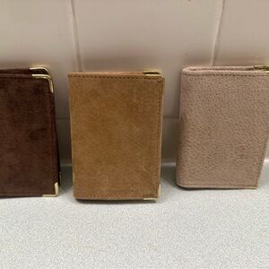 Vintage English Leather Suede Wallet/Card Holder Brown 5" x 3" Set Of 3